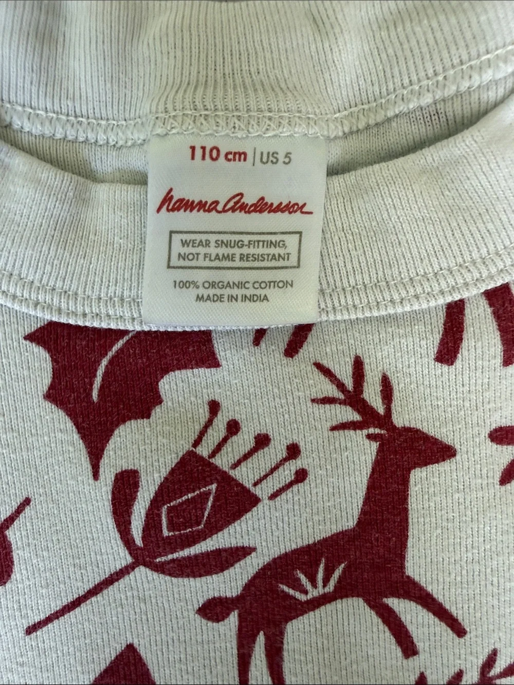 Hanna Andersson Cream and Red Holiday Reindeer Pajama Set